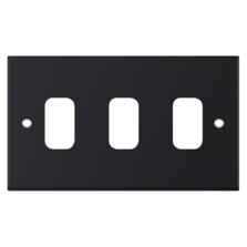 Slimline Matt Black Empty Grid Switch Plate - 3 Gang Triple Aperture 