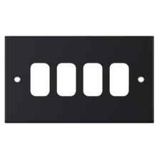 Slimline Matt Black Empty Grid Switch Plate - 4 Gang Quad Aperture