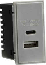 USB Charger Module Euro date Type A&C (3.1A)   - Grey