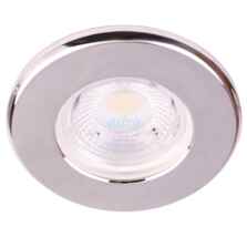 Brushed Chrome 5w IP65 LED Fire Rated Downlight - 3000K Warm White Fitting