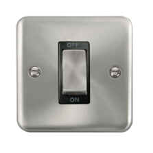 Curved Satin Chrome 45A Cooker / Shower Switch - 1 Gang