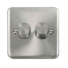 8mm Curved Satin Chrome Dimmer Switches - 2 x 400W 2 Way