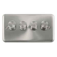 8mm Curved Satin Chrome Dimmer Switches - 4 x 400W 2 Way