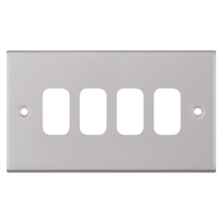 Slimline Satin Chrome Build Your Own Light Switch - 4 Gang Empty Plate