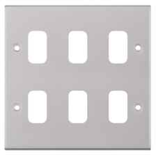 Slimline Satin Chrome Build Your Own Light Switch - 6 Gang Empty Plate