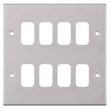 Slimline Satin Chrome Build Your Own Light Switch - 8 Gang Empty Plate