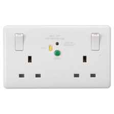 White 13A Double RCD Socket - 2 Gang DP - Pack of 1