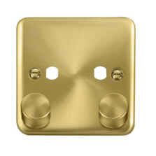 Curved Satin Brass Empty Dimmer Switch - 2 Gang Double