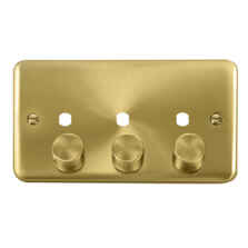 Curved Satin Brass Empty Dimmer Switch - 3 Gang Triple