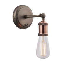 Aged Pewter And Copper Industrial Wall Light With Switch - 1 Light Fitting