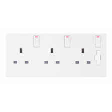 1 or 2 Gang to 3 Gang Switched Converter Socket - White