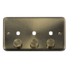 Curved Antique Brass Empty LED Dimmer Switch Plate - Triple 3 Gang Empty