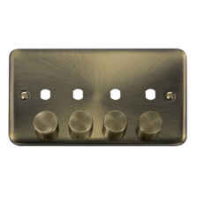 Curved Antique Brass Empty LED Dimmer Switch Plate - Quad 4 Gang Empty