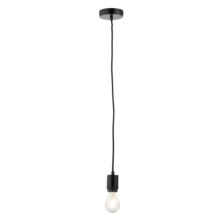 Matt black pendant on 1.5m flex with ceiling rose to take e27 lampholder