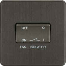 Screwless Smoked Bronze Fan Isolator Switch - Single