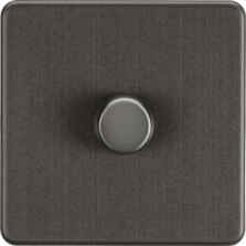 Screwless Smoked Bronze Dimmer Switch - 1 Gang 2 Way 10-200W (5-150W LED)