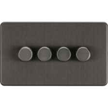 Screwless Smoked Bronze Dimmer Switch - 4 Gang 2 Way 10-200W (5-150W LED)