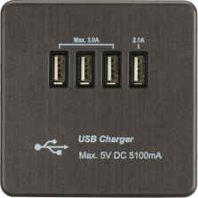 Screwless Smoked Bronze Quad USB Charger - Quad USB Charger