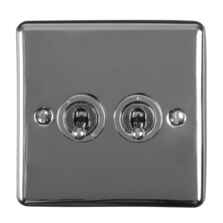 Black Nickel Toggle Light Switch - 2 Gang 2 Way Double