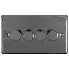 Black Nickel Dimmer Switch Led Compatible - 4 Gang 2 Way Quad