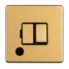 Screwless Satin Brass Fused Spur - Switched With Flex Outlet