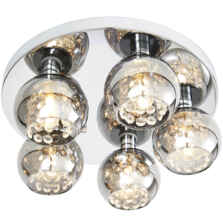 Polished Chrome 5 Light Round G9 Ceiling Light With Smoked Glass Shades  - 5 Light