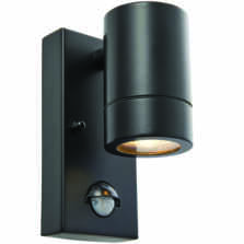Matt Black 1 Light Outdoor Wall Light with PIR sensor - IP44 - Fitting