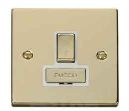Polished Brass Switched Fused Spur 13A Ingot - With White Interior