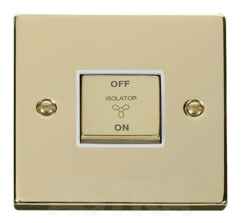 Polished Brass Fan Isolator Switch - 10A Ingot - With White Interior