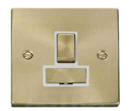 Satin Brass Switched Fused Spur 13A Ingot - White Interior No Neon