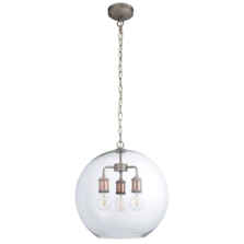 Aged Pewter 3 Light E27 Pendant with Large Glass Shade - 3 Light pendant