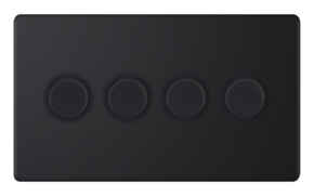 5mm Screwless Matt Black LED Dimmer Switch - 4 Gang 2 Way