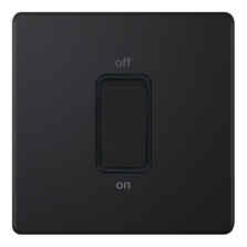 5mm Screwless Matt Black 45A DP Cooker / Shower Switch - Square Without Neon