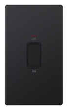 5mm Screwless Matt Black 45A DP Cooker / Shower Switch - Vertical With Neon