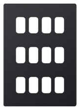 5mm Screwless Matt Black Empty Grid Switch Plate - 12 Gang (Triple Tier)