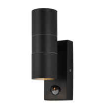 Black IP44 LED Outdoor Up/Down Wall Light With PIR - BLK