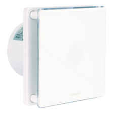 4" White Glass LED Extractor Fan With Timer	 - 100mm