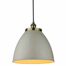 Antique Brass Large Industrial Style Pendant Ceiling Light With Painted Shade - Pendant Fitting