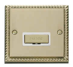 Georgian Brass Unswitched Fused Spur 13A Ingot - With White Interior