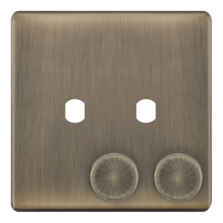 5mm Screwless Antique Brass **EMPTY** / Build Your Own LED Dimmer Switch Plate - 2 Gang Empty Plate