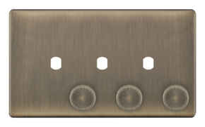 5mm Screwless Antique Brass **EMPTY** / Build Your Own LED Dimmer Switch Plate - 3 Gang Empty Plate
