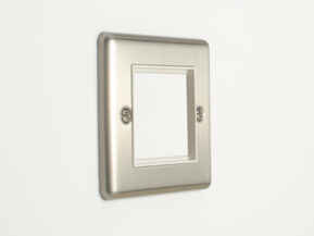 Satin Stainless Steel With White Empty Eurodata Plate - 2 Aperture