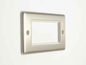 Satin Stainless Steel With White Empty Eurodata Plate - 4 Aperture