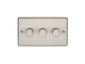 Satin Stainless Steel Dimmer Switch 400w/LED - 3 Gang 2 Way Triple	