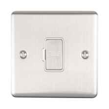 Satin Stainless Steel & White 13A Fused Spur Connection Unit - Unswitched