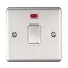 Satin Stainless Steel & White 20A DP Isolator Switch - With Neon