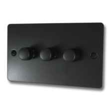 Flat Plate Matt Black Dimmer Switch - 3 Gang 3 x 400w 1 or 2 way