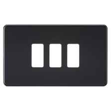 Matt Black Toggle Grid Switch - 3 Gang Plate