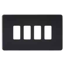 Matt Black Toggle Grid Switch - 4 Gang Plate