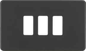 Anthracite Grey Toggle Grid Switch - 3 Gang Plate